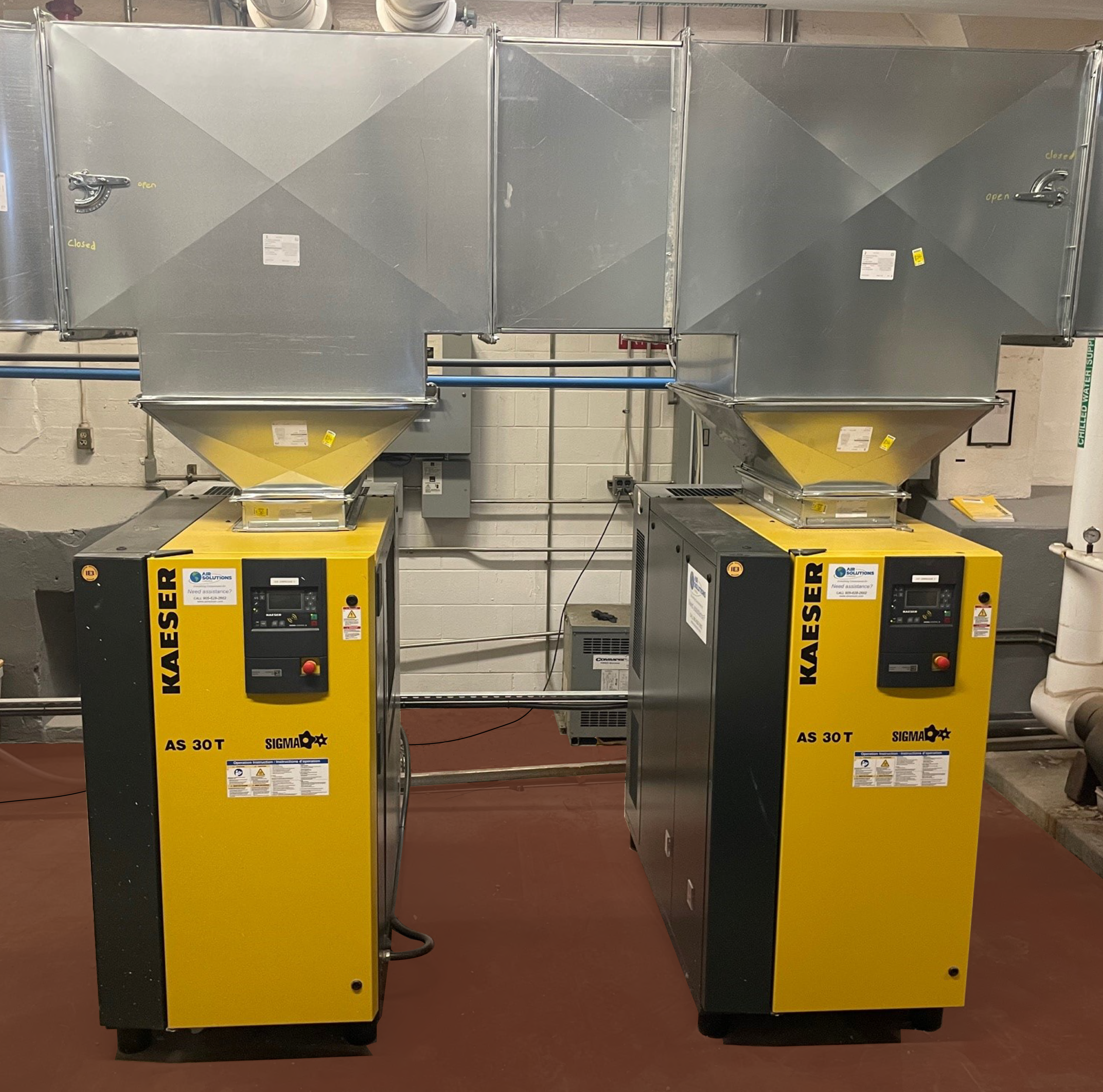 Switching from a single variable speed compressor to these two 30hp Kaeser fixed-speed compressors has resulted in lower energy consumption and limited service interruptions.
